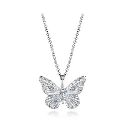 Sterling Silver Cubic Zirconia Butterfly Pendant