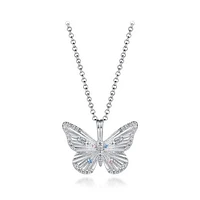 Sterling Silver Cubic Zirconia Butterfly Pendant