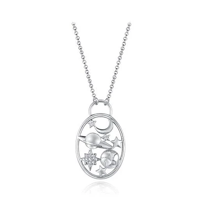 Sterling Silver Cubic Zirconia Night Sky 19" Pendant