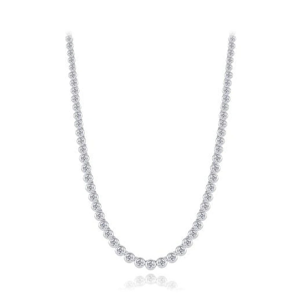Sterling Silver Cubic Zirconia Adjustable Choker Necklace