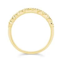 10K Yellow Gold Double Row Diamond Stacking Ring