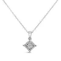 Sterling Silver Diamond Square Shaped Pendant