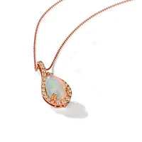 14K Strawberry Gold Neopolitan Opal Diamond Pendant