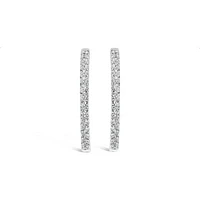 New Brilliance 10K White Gold Lab Grown 1.00CTW Diamond Oval Hoop Earrings