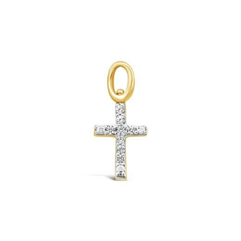 Charmables 10K Yellow Gold Diamond Cross Interchangeable Charm