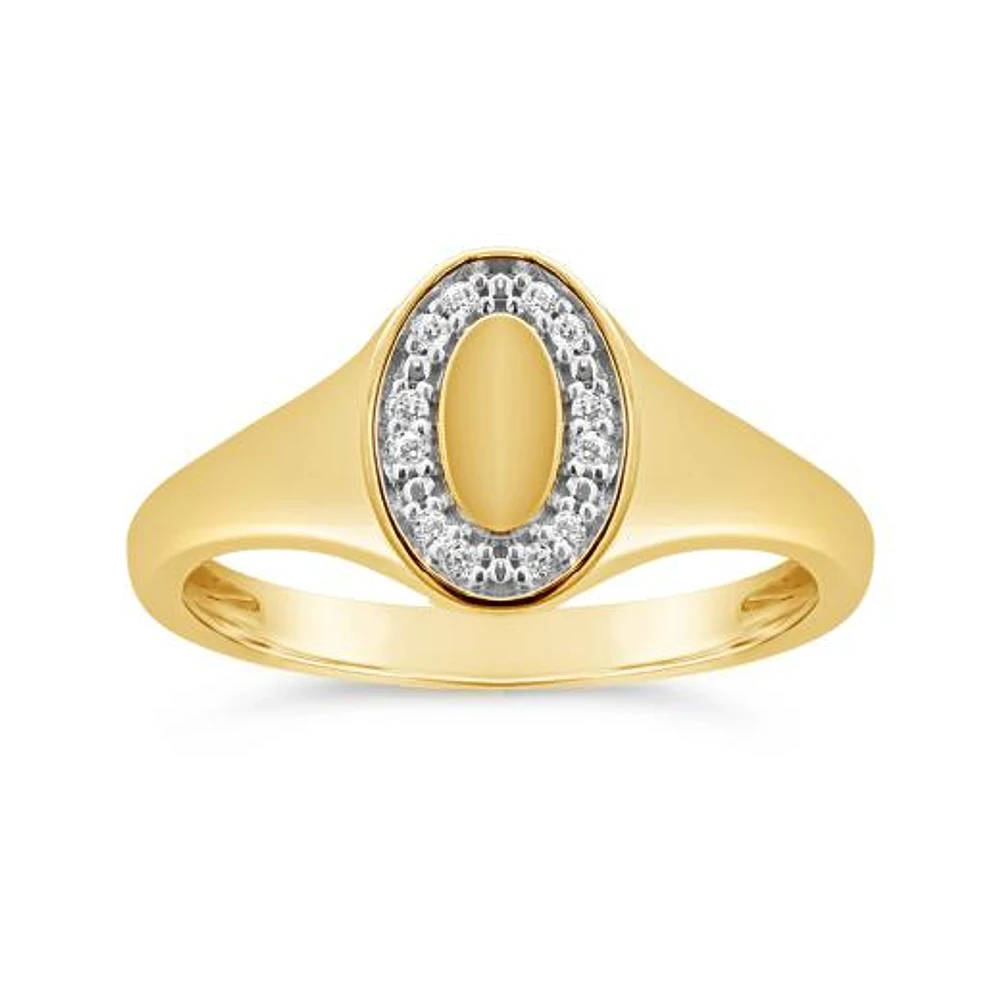 Charmables 10K Yellow Gold Diamond Oval Signet Ring