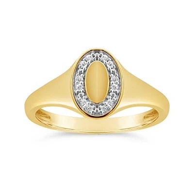 Charmables 10K Yellow Gold Diamond Oval Signet Ring