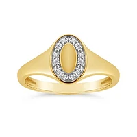 Charmables 10K Yellow Gold Diamond Oval Signet Ring