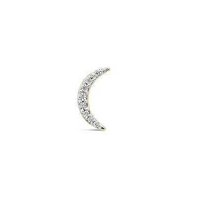 Charmables 10K Yellow Gold Diamond Single Moon Stud Earring