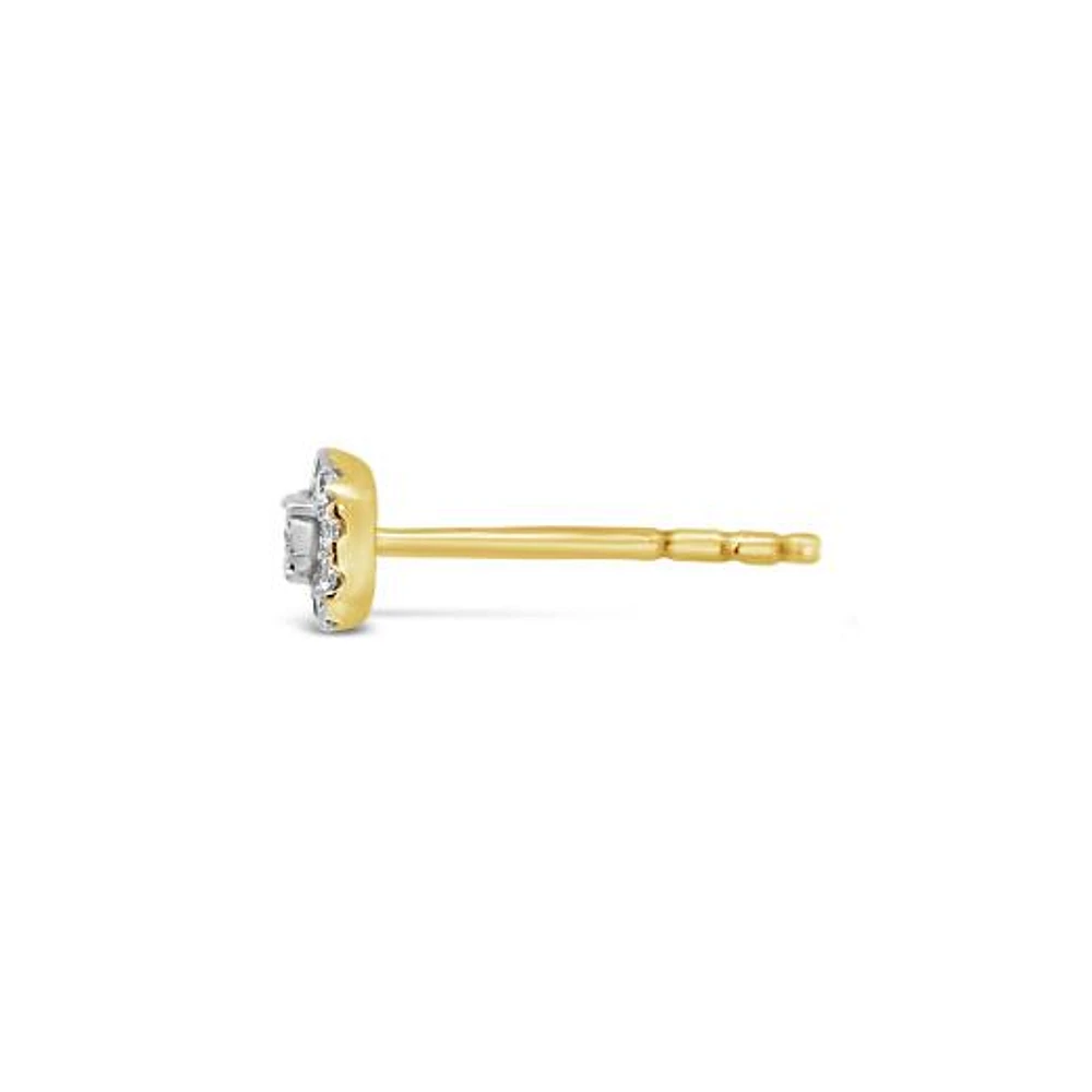 Charmables 10K Yellow Gold Cushion Shaped Diamond Single Stud Earring