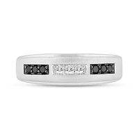 10K White Gold 0.25CTW Black and White Diamond Wedding Band