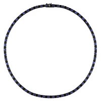 Julianna B Sterling Silver Created Blue and Black Sapphire 20" Tennis Necklace