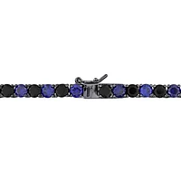 Julianna B Sterling Silver Created Blue and Black Sapphire 20" Tennis Necklace