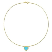 Julianna B Yellow Plated Sterling Silver Heart Shape Turquoise Necklace