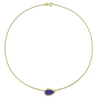 Julianna B Yellow Plated Sterling Silver Pear Shape Blue Lapis Necklace