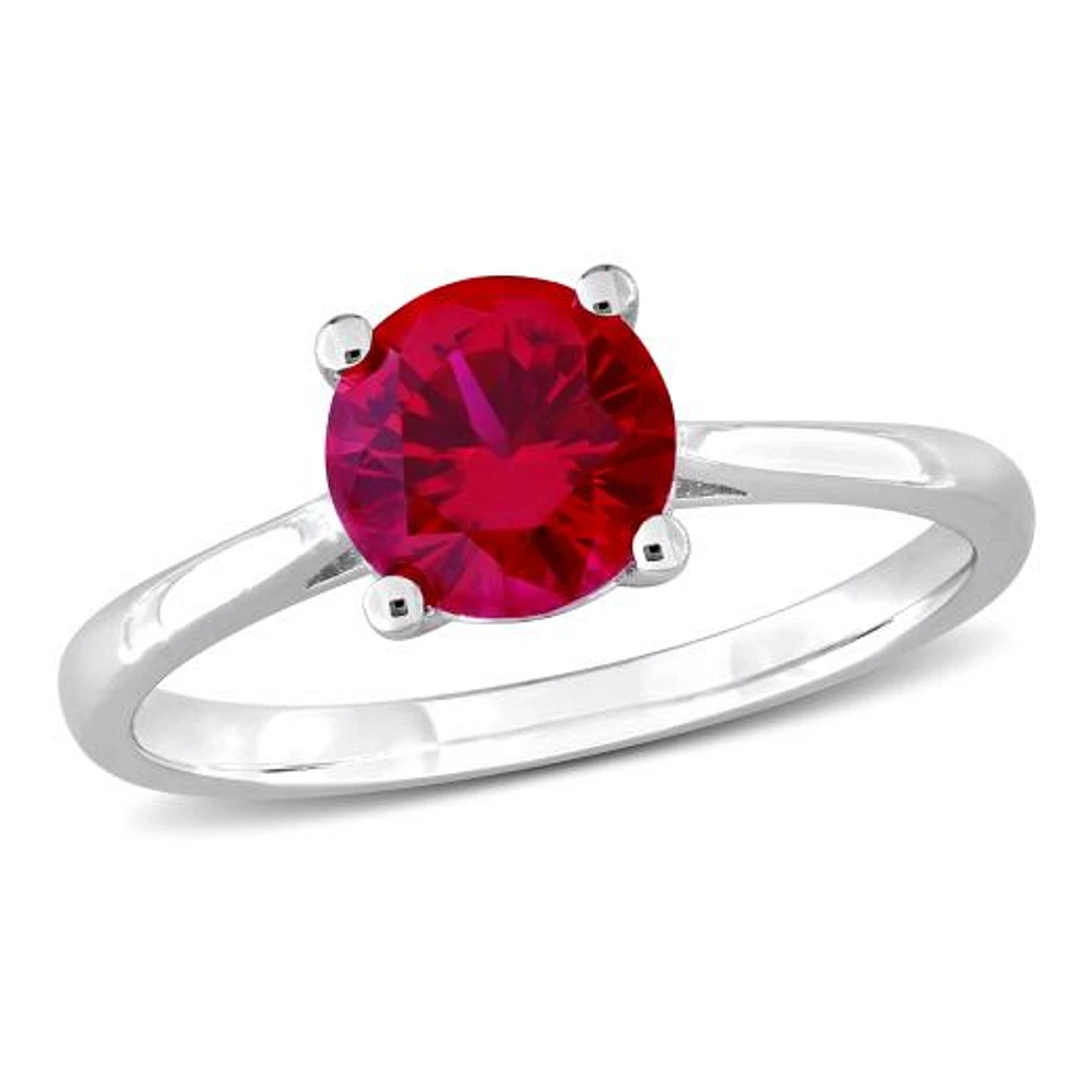 Julianna B Sterling Silver Created Ruby Solitaire Ring