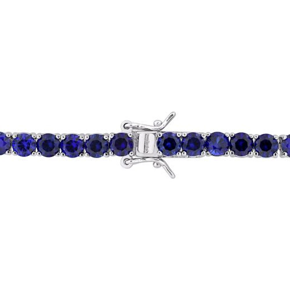 Julianna B Sterling Silver Created Blue Sapphire 7.25" Bracelet
