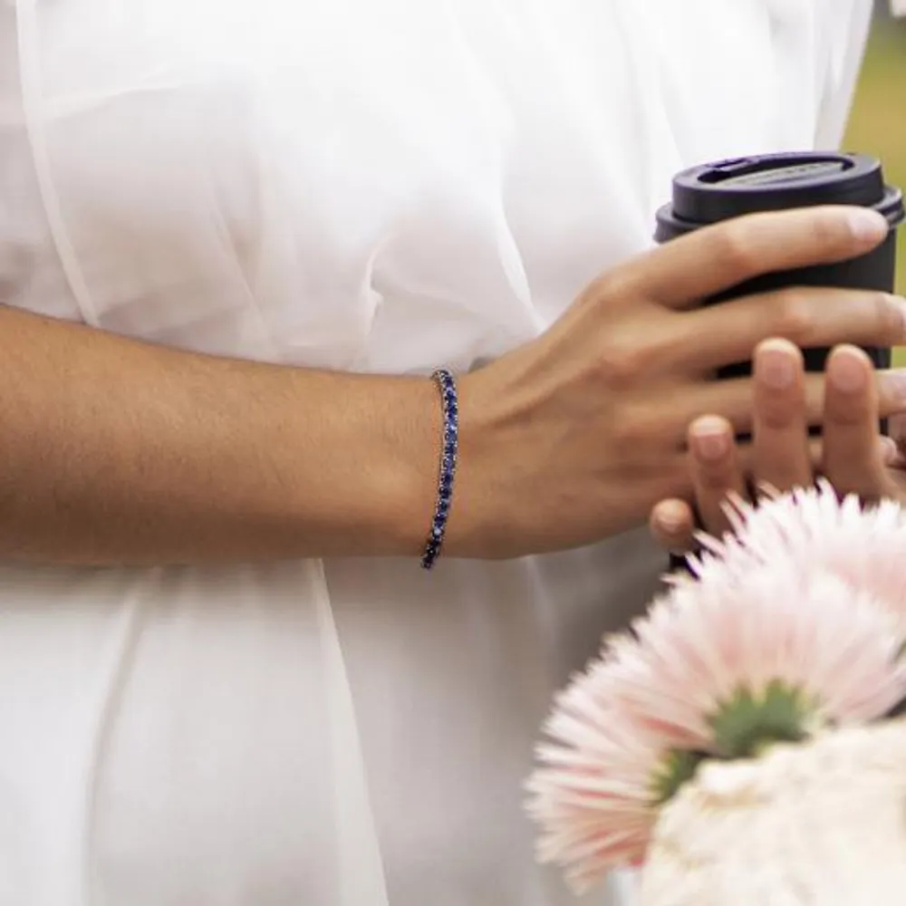 Julianna B Sterling Silver Created Blue Sapphire 7.25" Bracelet