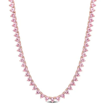 Julianna B Rose Plated Sterling Silver Pink Cubic Zirconia Tennis 18" Necklace
