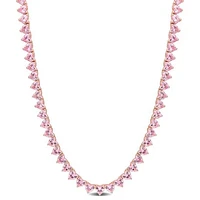 Julianna B Rose Plated Sterling Silver Pink Cubic Zirconia Tennis 18" Necklace