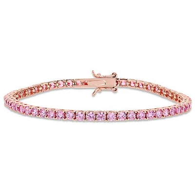 Julianna B Rose Plated Sterling Silver Pink Cubic Zirconia Bracelet