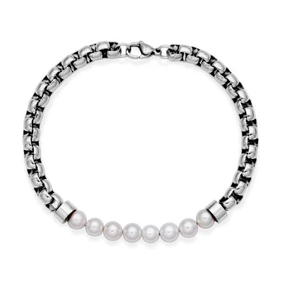 SteelX Stainless Steel White Shell Pearl Bracelet