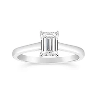 14K White Gold Lab Grown 1.00CT Emerald Cut Diamond Solitaire Ring