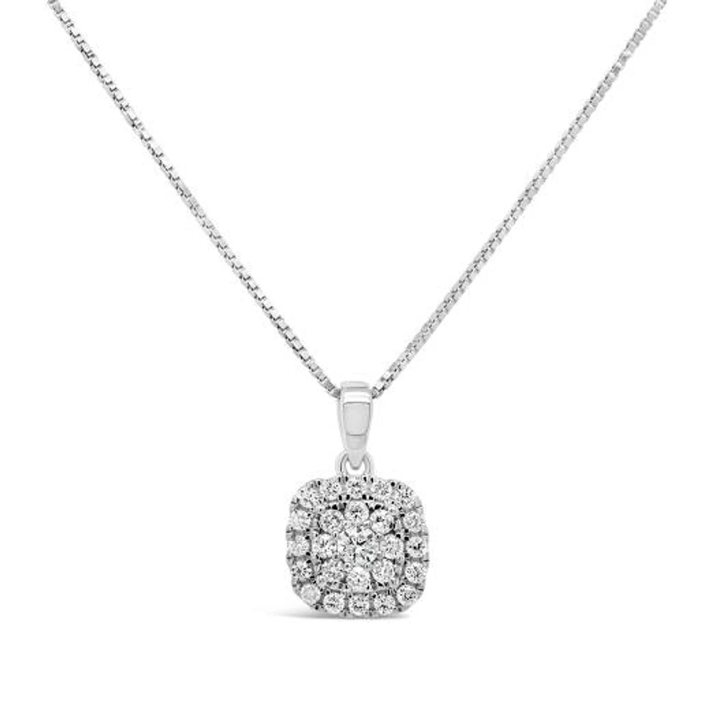 New Brilliance Sterling Silver Lab Grown 0.32CTW Diamond Cushion Shaped Pendant