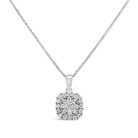 New Brilliance Sterling Silver Lab Grown 0.32CTW Diamond Cushion Shaped Pendant
