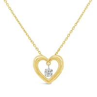 Dancing Diamonds 10K Yellow Gold Diamond Heart Necklace