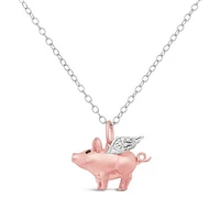 Sterling Silver Diamond 'When Pigs Fly' Pendant