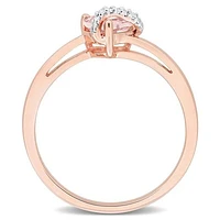 Julianna B Pink Plated Sterling Silver Morganite and Diamond Heart Ring