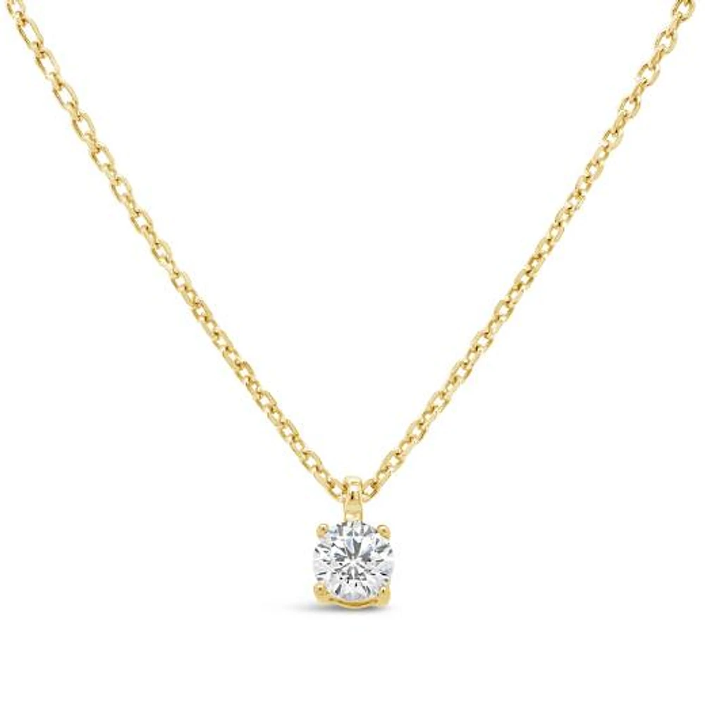 New Brilliance 10K Yellow Gold Lab Grown 0.25CT Diamond Solitaire Pendant
