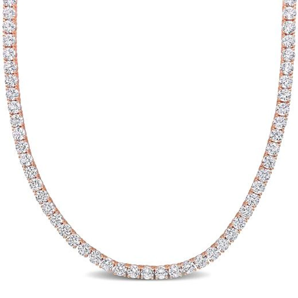Julianna B Rose Plated Sterling Silver Created White Sapphire 17" Necklace