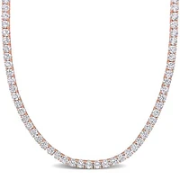 Julianna B Rose Plated Sterling Silver Created White Sapphire 17" Necklace