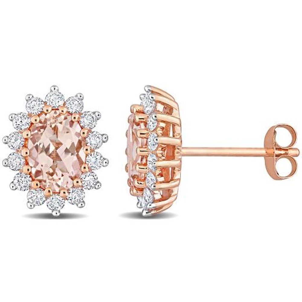 Julianna B 14K Rose Gold Morganite and Diamond Earrings