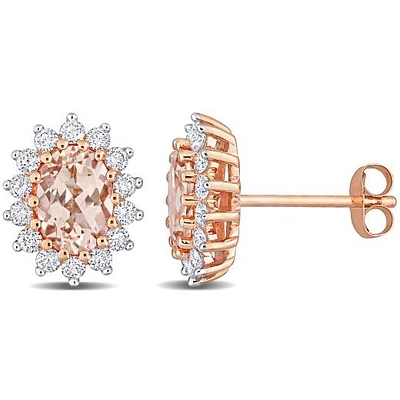 Julianna B 14K Rose Gold Morganite and Diamond Earrings