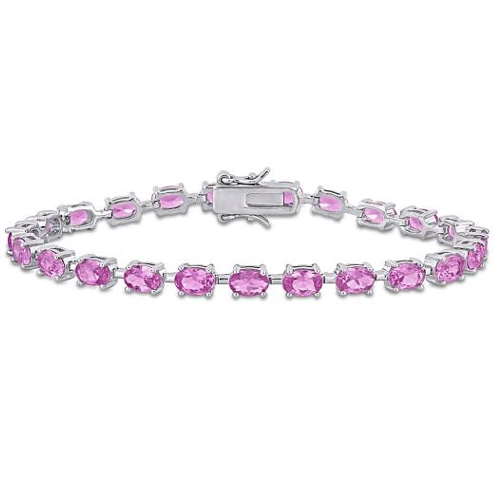 Julianna B Sterling Silver Created Pink Sapphire Bracelet 7.25