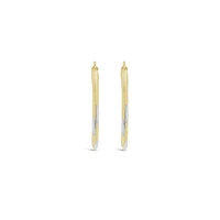 14K Yellow & White Gold 25x17mm Oval Hoop Earrings