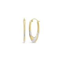 14K Yellow & White Gold 25x17mm Oval Hoop Earrings