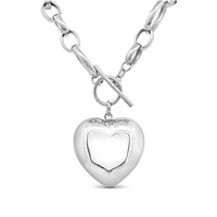 Sterling Silver 17" Puffed Heart Necklace