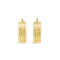 10K Yellow Gold Hammered Diamond Cut Hoop Earrings