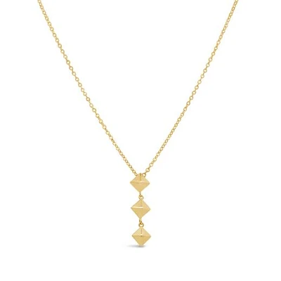 14K Yellow Gold Geometric Drop 17" + 1" Pendant