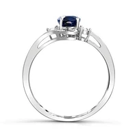 10K White Gold Sapphire & Diamond Ring