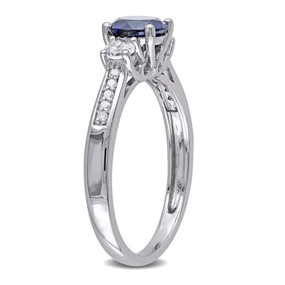 JULIANNA B 10K White Gold Created Blue & Sapphire Diamond Ring