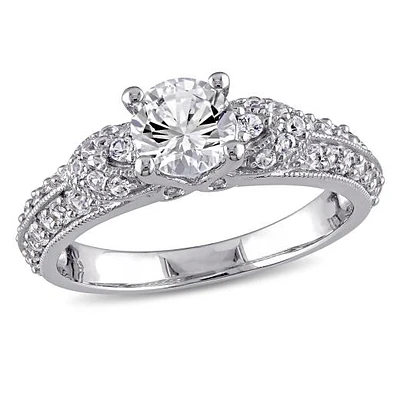 Julianna B Sterling Silver Created White Sapphire Engagement Ring