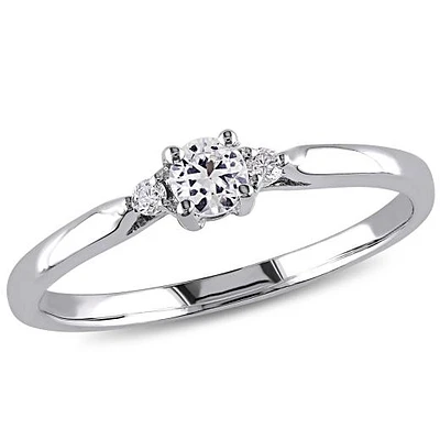 Julianna B Sterling Silver Created White Sapphire & Diamond Ring