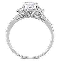 JULIANNA B 10K White Gold Created Sapphire & Diamond Engagement Ring