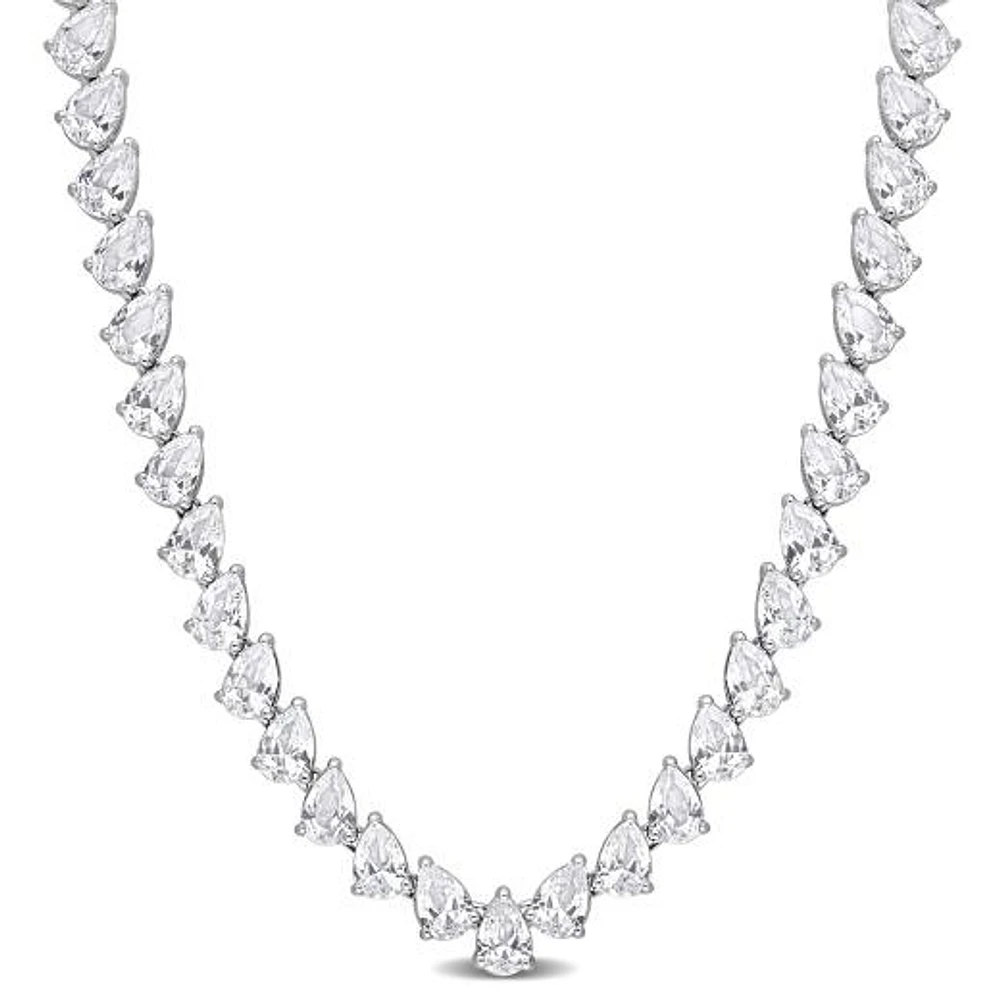 Julianna B Sterling Silver Created White Sapphire 18" Necklace