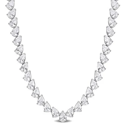Julianna B Sterling Silver Created White Sapphire 18" Necklace